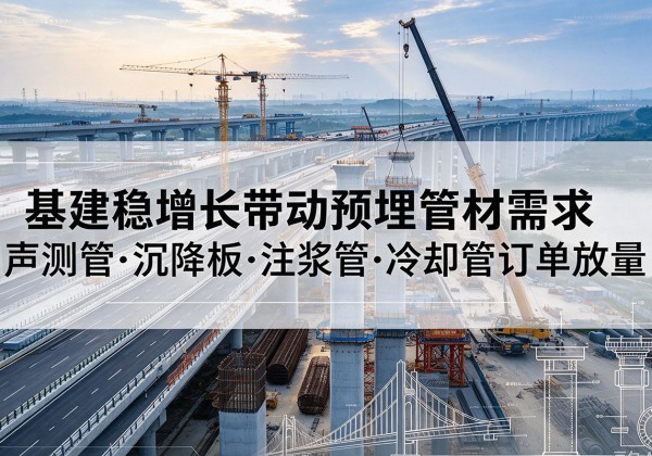 工农基建稳增长带动预埋监测管材需求，声测管、沉降板、注浆管订单持续放量